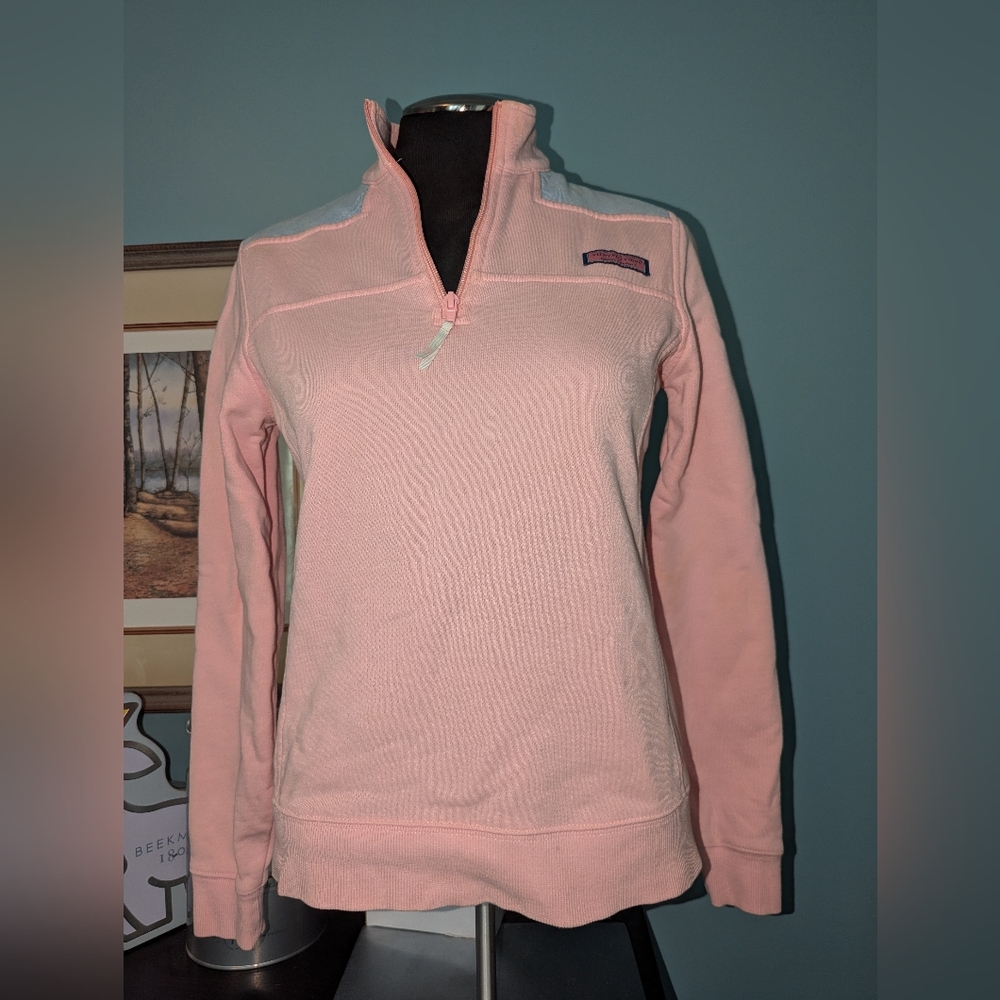 Vineyard Vines Pink Quarter-Zip Pullover sweatshirt, XS
